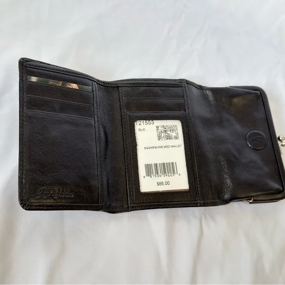 Vintage Brighton “Sugarshine Med Wallet” Chic Black Floral Embossed Wallet - Picture 4 of 7